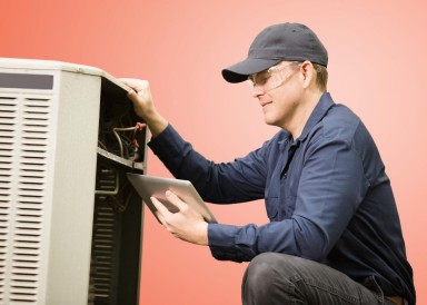 An engineer using an ipad